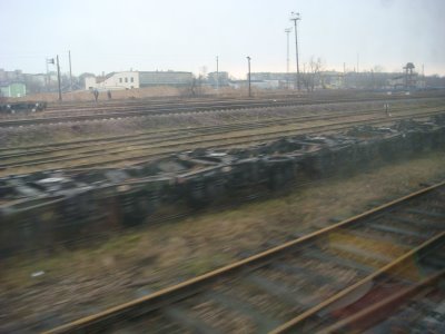 Fahrgestelle vorm Bahnhof Brest - Weißrussland