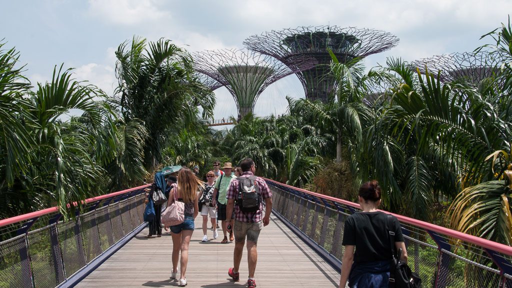 Zugang zu den Gardens by the Bay in Singapur direkt vom Marina Bay Sands Hotel
